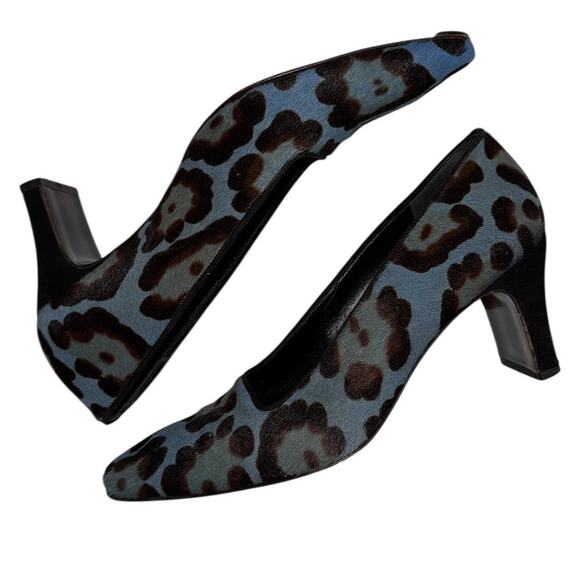 Rare Vintage Fendi Blue Leopard Calf Hair Heels Pumps Size 36 Italy - Picture 11 of 14